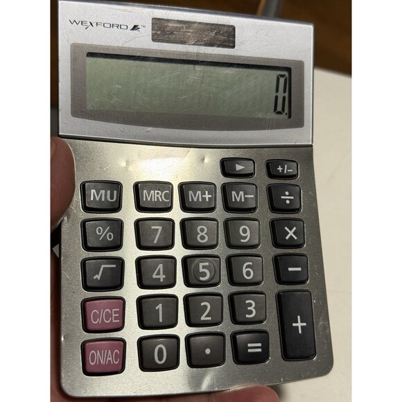 Wexford Desktop Calculator Cell Battery Solar Powered Silver Gray - Picture 3 of 7